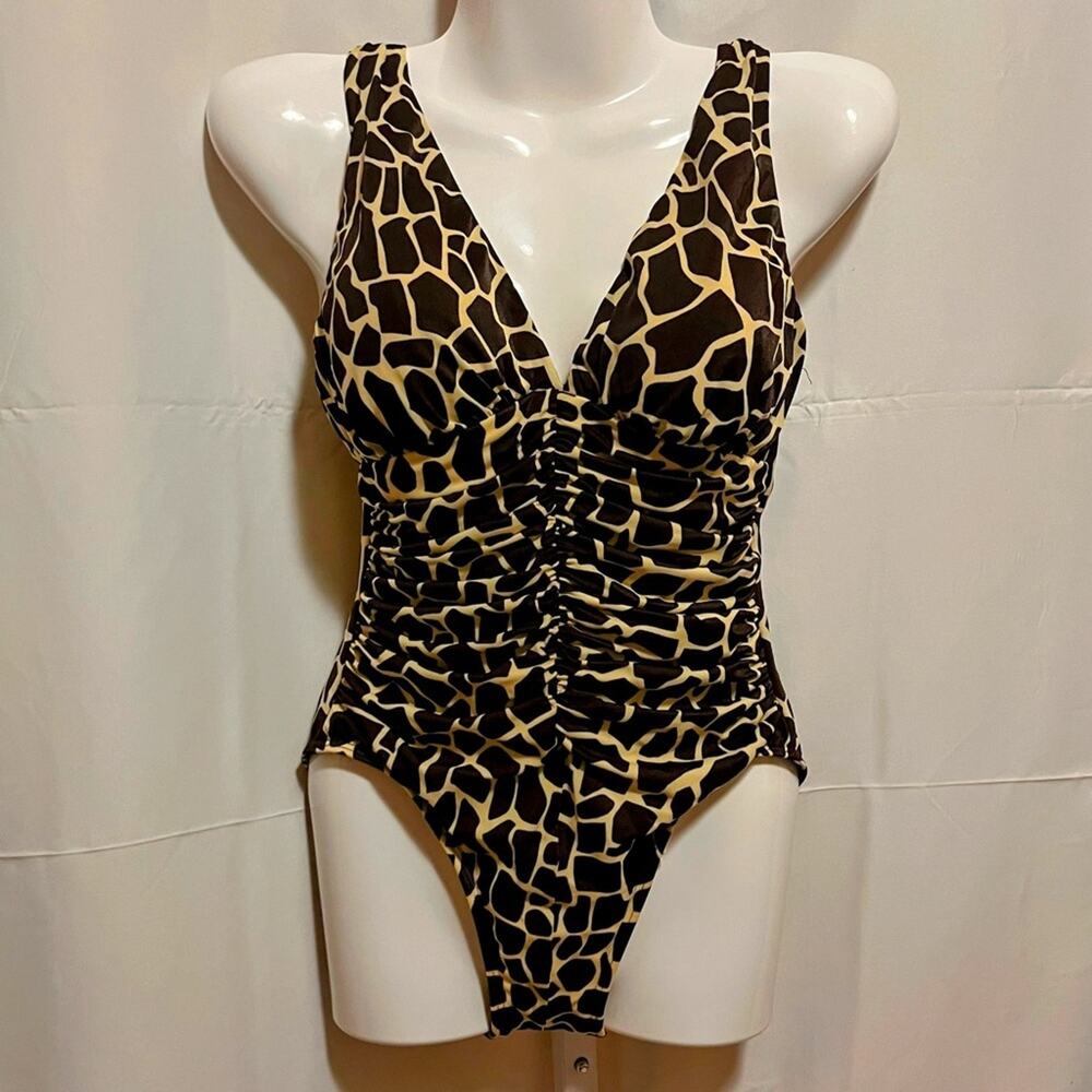 Miraclesuit Bathing Suit 8‎ Animal Print Giraffe One Piece Tummy Control Ruched